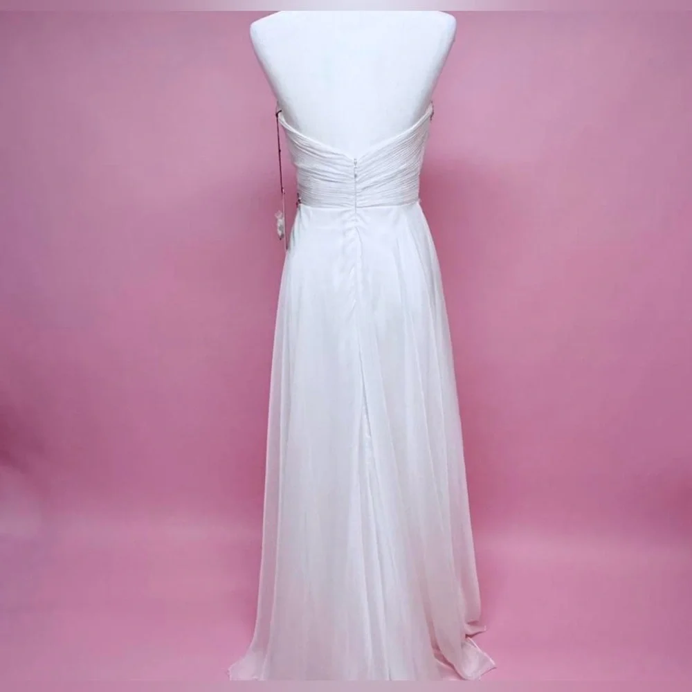 Mac Duggal White Strapless Dress with Silver Embellishments - Picture 6 of 9